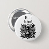 Badge Rond 5 Cm Abee | Citation d'abeille, de miel et de fleurs (Devant & derrière)