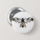 Badge Rond 5 Cm abeille avec le trèfle (Devant & derrière)