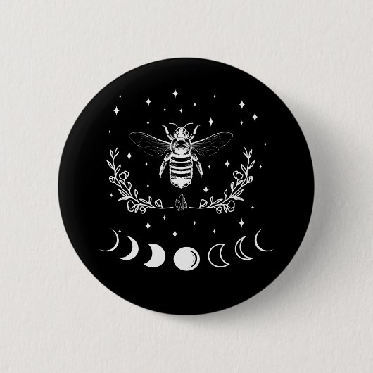 Badge Rond 5 Cm Abeille Croissant Lune Wicca Goth Insect (Devant)