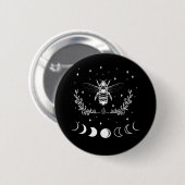 Badge Rond 5 Cm Abeille Croissant Lune Wicca Goth Insect (Devant & derrière)
