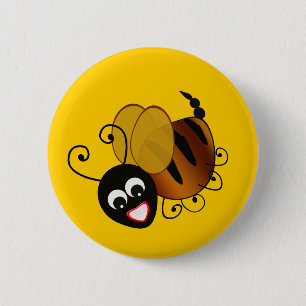 Badge Rond 5 Cm Abeille dans le noir