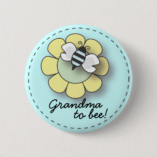Badge Rond 5 Cm Abeille de bébé dans la grand-maman bleue au Pin