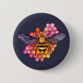Badge Rond 5 Cm Abeille de miel (Devant)