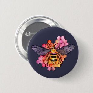 Badge Rond 5 Cm Abeille de miel