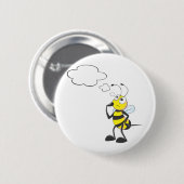 Badge Rond 5 Cm Abeille de pensée avec la bulle de pensée (Devant & derrière)