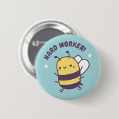 Badge Rond 5 Cm Abeille de petit travailleur dur mignonne (Devant & derrière)
