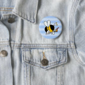 Badge Rond 5 Cm abeille de travailleur - serveuse (En situation)