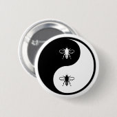 Badge Rond 5 Cm Abeille de Yin Yang (Devant & derrière)