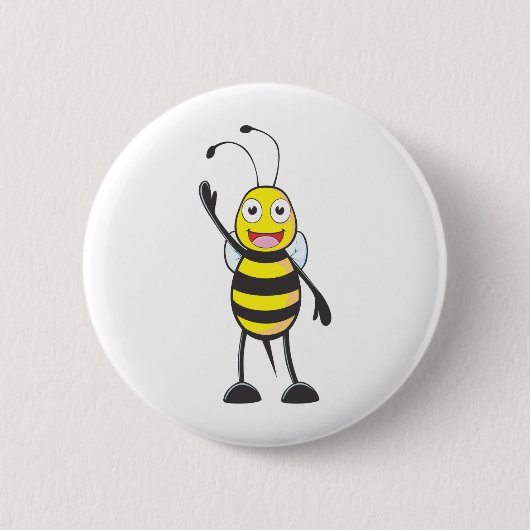 Badge Rond 5 Cm Abeille faite sur commande ondulant sa main (Devant)