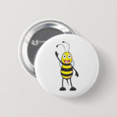Badge Rond 5 Cm Abeille faite sur commande ondulant sa main (Devant & derrière)