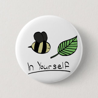 Badge Rond 5 Cm Abeille-feuille dans vous-même bouton (toute