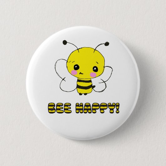 Badge Rond 5 Cm Abeille heureuse (Devant)