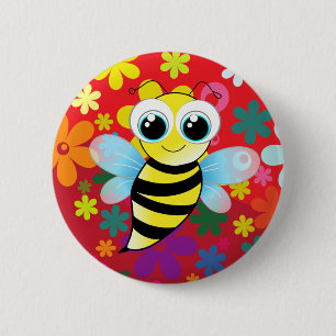 Badge Rond 5 Cm Abeille heureuse