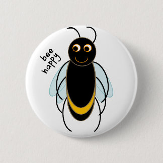 Badge Rond 5 Cm Abeille heureuse - Abeille souriante