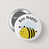 Badge Rond 5 Cm Abeille Heureuse Bourdon (Devant & derrière)