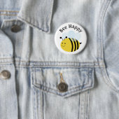Badge Rond 5 Cm Abeille Heureuse Bourdon (En situation)