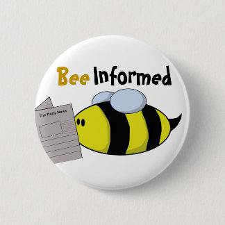 Badge Rond 5 Cm "Abeille informée "