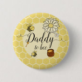 Badge Rond 5 Cm Abeille mignonne avec miel doux Bouton papa-à-abei (Devant)