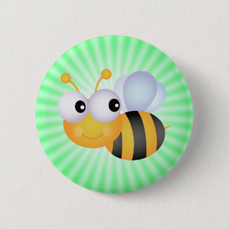 Badge Rond 5 Cm Abeille mignonne ; vert