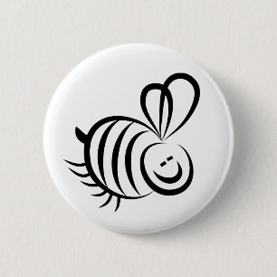 Badge Rond 5 Cm Abeille noire