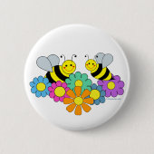 Badge Rond 5 Cm Abeilles et fleurs (Devant)