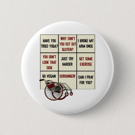 Badge Rond 5 Cm Ableism bingo handicap humour! Pour les personnes  (Devant)