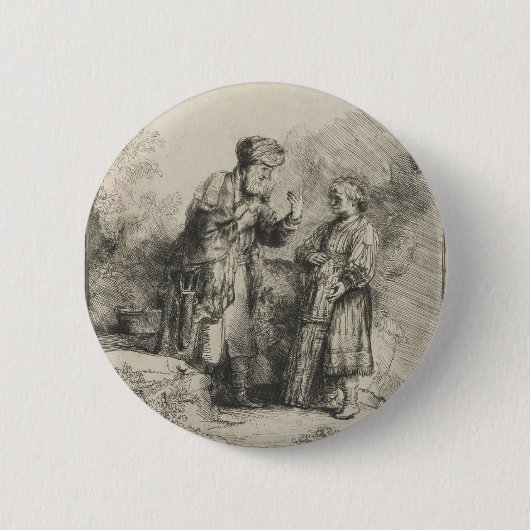 Badge Rond 5 Cm Abraham et Isaac (Devant)