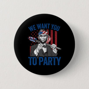 Badge Rond 5 Cm Abraham Lincoln Chemise 4 Juillet Hommes Américain