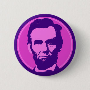 Badge Rond 5 Cm Abraham Lincoln en Pop Art rose & violet