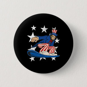 Badge Rond 5 Cm Abraham Lincoln Snowboard Amusant 4 juillet Sno