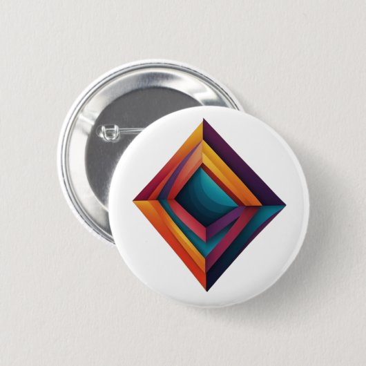 Badge Rond 5 Cm Abstract 3D Geometric Diamond Gradient Art (Devant & derrière)