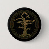 Badge Rond 5 Cm Abstrait Ancien Arbre sans fil Brown (Devant)