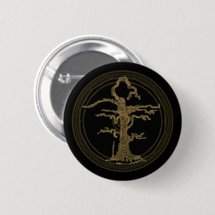 Badge Rond 5 Cm Abstrait Ancien Arbre sans fil Brown