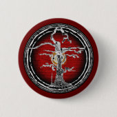 Badge Rond 5 Cm Abstrait Ancien Arbre sans fil Rouge B (Devant)