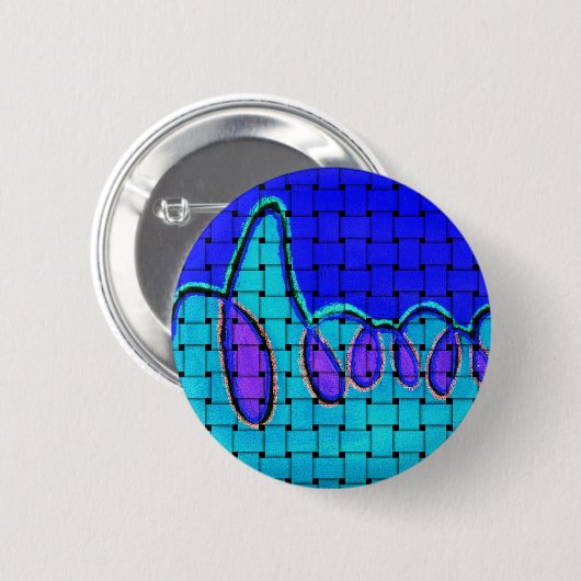 Badge Rond 5 Cm Abstrait bleu français avec texture tissée (Devant & derrière)