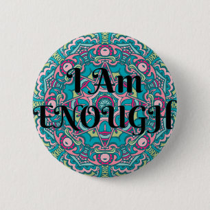 Badge Rond 5 Cm Abstrait Boho Mandala Je Suis Assez Affirmation