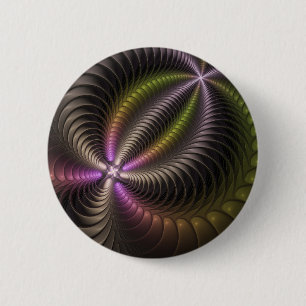 Badge Rond 5 Cm Abstrait brillant Trippy coloré 3D Fractal Art