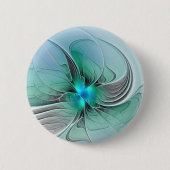 Badge Rond 5 Cm Abstrait De Bleu, Art Fractal Moderne (Devant)
