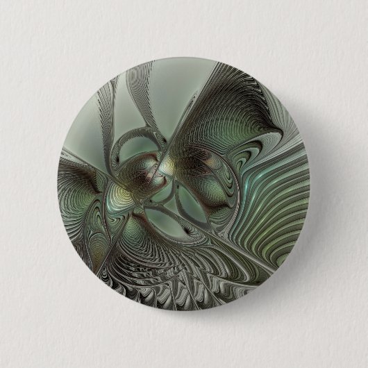Badge Rond 5 Cm Abstrait Olive Sage Green Grey Fractal Art Imagina (Devant)