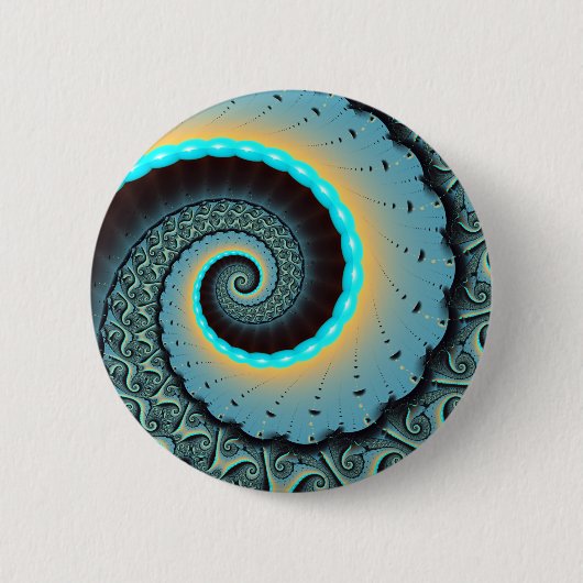 Badge Rond 5 Cm Abstraite spirale d'art fractal bleu turquoise ora (Devant)