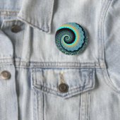 Badge Rond 5 Cm Abstraite spirale d'art fractal bleu turquoise ora (En situation)