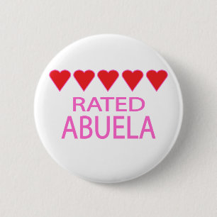 Badge Rond 5 Cm Abuela, cinq coeurs