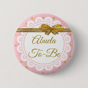 Badge Rond 5 Cm Abuela To Be Baby shower Rose & Gold Button