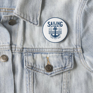 Badge Rond 5 Cm Académie de voile nautique vintage Ancre personnal