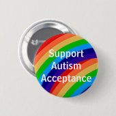 Badge Rond 5 Cm Acceptation d'autisme de soutien (Devant & derrière)