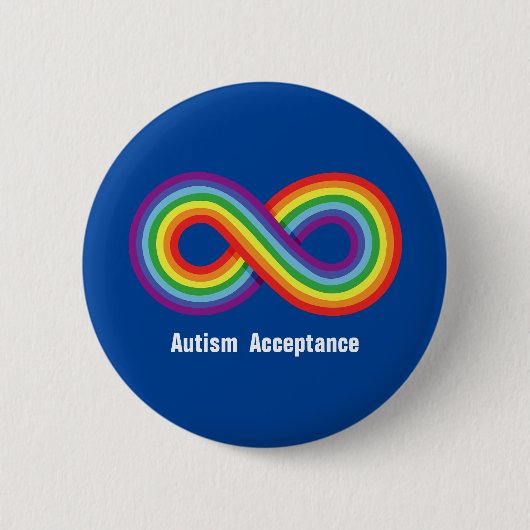 Badge Rond 5 Cm Acceptation de l'autisme Infini arc-en-ciel (Devant)
