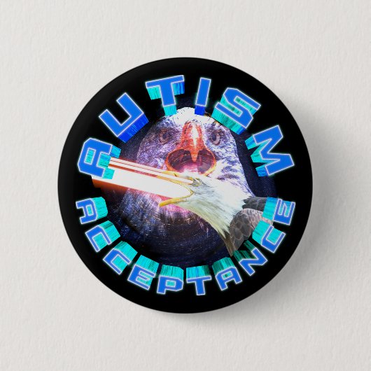 Badge Rond 5 Cm Acceptation de l'autisme Laser Space Eagle Maxing (Devant)