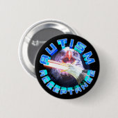Badge Rond 5 Cm Acceptation de l'autisme Laser Space Eagle Maxing (Devant & derrière)