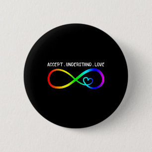 Badge Rond 5 Cm Accepter Comprendre Amour Coeur Infinité Autisme A