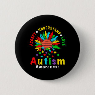 Badge Rond 5 Cm Accepter Comprendre Amour Tournesol Sensibilisatio